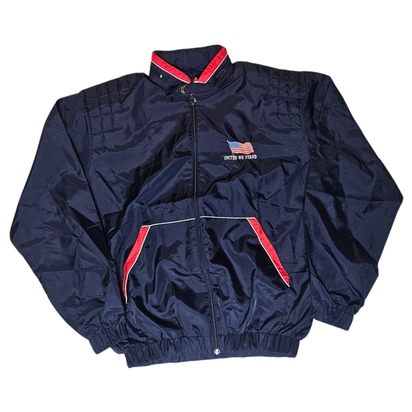 Vintage 90s Silver Fox Sportswear by Rainbow USA Flag Windbreaker NOS Deadstock - Picture 1 of 13